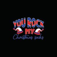 you rock mu christmas calcetín vector t-shirt templates. diseño de camiseta de navidad. se puede utilizar para imprimir tazas, diseños de pegatinas, tarjetas de felicitación, afiches, bolsos y camisetas.