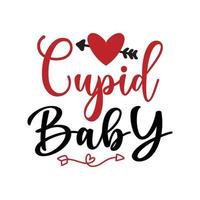 ilustración de vector de bebé cupido con letras dibujadas a mano en impresiones y carteles de fondo de textura. diseño de tiza caligráfica