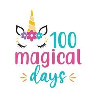 Ilustración vectorial de 100 días mágicos con letras dibujadas a mano en impresiones y carteles de fondo de textura. diseño de tiza caligráfica vector