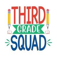 3rd grade squad Vector illustration with hand-drawn lettering on texture background prints and posters. Calligraphic chalk design