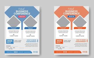 Business Conference Brochure Flyer Design Layout Template In A4 Size, Virtual Business Or Corporate Conference. vector