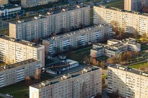 panoramic aerial view of a huge residential complex with high-rise buildings photo