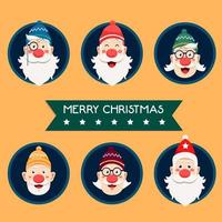 avatar de anciano de santa claus con varias caras conjunto de ilustraciones personalizadas vector