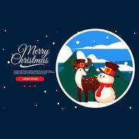 Snowman with Reindeer best Friend illustration for Banner Sticker Shirt or Landing Page Design vector