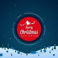 Merry Christmas Celebrate in the  Night with Flaying Reindeer Bring the Santa Clause vector