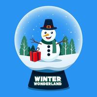 Snow Globe Winter Wonderland with Snowman vector