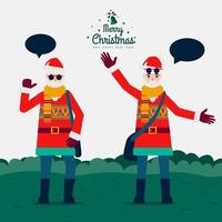 personaje de santa claus con ilustración de vector plano de estilo de moda hipster