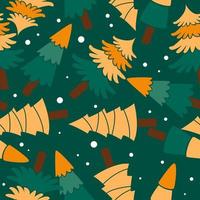 VARIOUS Pine Trees on CHRISTMAS Flat Vector Illustration Set Seamless pattern