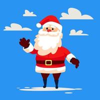 Santa Claus Cute  Character Hello Pose with Blue Background vector