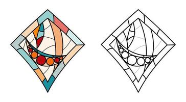 Stained Church glass worksheet. Color and bw rectangles. vector