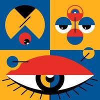 Bauhaus geometric posters. Abstract geometry with different shapes, lines and eye. vector