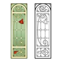 Stained Church glass worksheet. Color and bw rectangles. vector