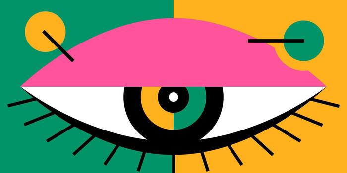 Bauhaus geometric posters. Abstract geometry with different shapes, lines and eye. vector