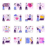 Pack of Healthcare Flat Illustrations vector