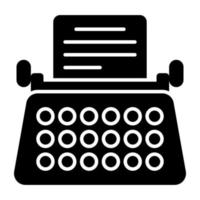 icono de diseño lleno de máquina de escribir vector