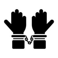 Solid design icon of handcuffs vector