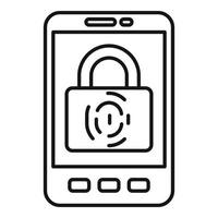 Smartphone biometric authentication icon, outline style vector