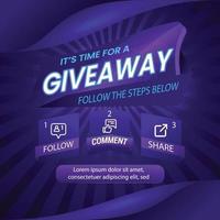 Giveaway quiz contest for social media feed. template giveaway prize win competition follow the steps below vector