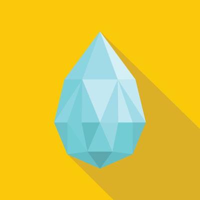 Teardrop shaped diamond icon, flat style.