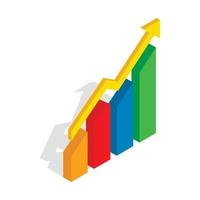 Chart arrow up icon, isometric 3d style vector