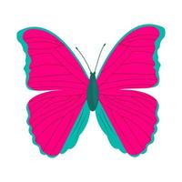 sola mariposa colorida aislada sobre fondo blanco. insecto tropical exótico con alas y antenas brillantes. vector