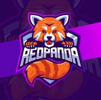 diseño del logotipo del personaje de la mascota del panda rojo para el logotipo del juego y el deporte vector