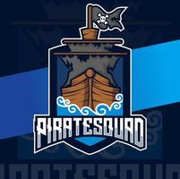 diseño de esport de logotipo de barco pirata para juegos y vacaciones vector