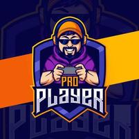 pro prayer gamer man mascot character for gaming esport  logo designs vector
