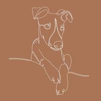 Portrait of a dog in one line. Whippet ,greyhound realistic silhouette outline. The small English greyhound breed. Vector illustration