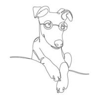 Portrait of a dog in one line. Whippet ,greyhound realistic silhouette outline on white background. Lineart. The small English greyhound breed. Vector illustration