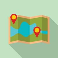 Paper pin map route icon, flat style vector