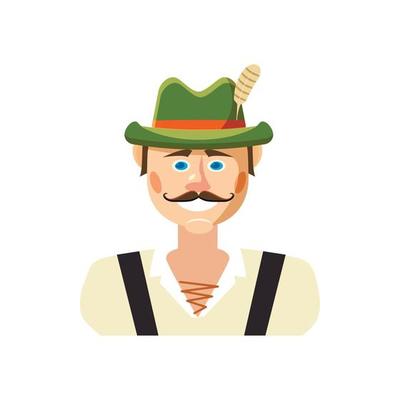 Bavarian man icon, cartoon style