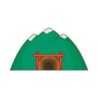 Mine in mountain icon, cartoon style vector