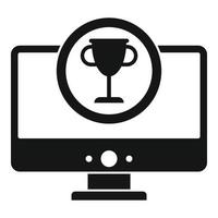 Gamification monitor cup icon, simple style vector