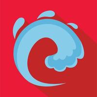 Wave water tsunami icon, flat style vector