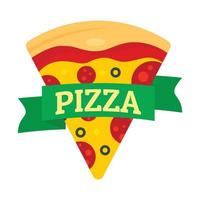 Pizza slice logo, flat style vector
