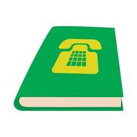 Green phone book icon, cartoon style vector