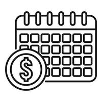 icono de calendario de remarketing de dinero, estilo de esquema vector