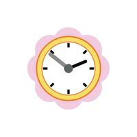 Wall clock with pink rim icon, flat style vector