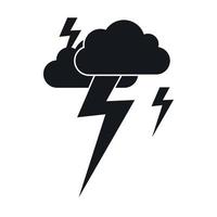 Cloud and lightning icon, simple style vector