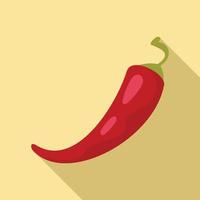 Red chili pepper icon, flat style vector