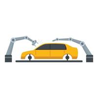 icono de montaje de coche de brazo robot, estilo plano vector