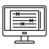 icono del editor de documentos del monitor, estilo de esquema vector