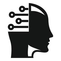 Smart ai head icon, simple style vector