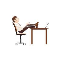 Man sitting with feet on table icon, cartoon style vector