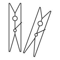 Clothes pegs icon, outline style vector