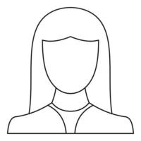 avatar femenino icono vector línea delgada