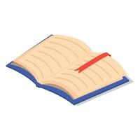 Open first school book icon, isometric style vector