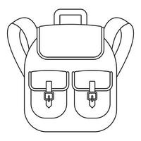 icono de mochila de viaje, estilo de contorno vector