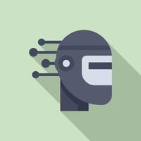 Robot machine learning icon, flat style vector